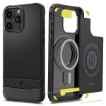 Kaitse&uuml;mbris Rugged Armor MagFit, Apple iPhone 15 Pro Max, must, MagSafe, Spigen