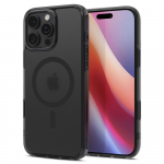 Kaitse&uuml;mbris Ultra Hybrid T (MagFit + Camera Control), Apple iPhone 16 Pro Max, tume l&auml;bipaistev tumehalli MagSafe ringiga, kaamera nupuga, Spigen