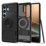 Kaitse&uuml;mbris Slim Armor (MagFit), Samsung Galaxy S25 Ultra, must, tugijalaga, MagSafe &uuml;hilduv, Spigen