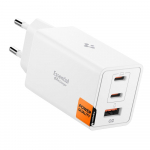 Toalaadija adapter Essential 67W, 2x USB-C + 1x USB-A juhtmele, valge, GaN-Pro kiirlaadimine, EE673EU, Spigen