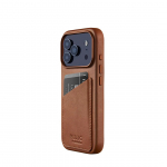 Kaitse&uuml;mbris kaarditaskuga Apple iPhone 17 Pro, pruun, naturaalsest nahast, MagSafe &uuml;hilduv, Mujjo