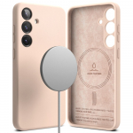 Kaitse&uuml;mbris Silicone Magnetic, Samsung Galaxy S25, heleroosa, MagSafe &uuml;hilduv, Ringke