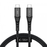 USB-kaabel USB-C otsik <-> USB-C otsik, 1m, PD 100W / QC3.0, must, vastupidav, Tech-Protect
