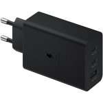 Toalaadija adapter Trio 65W PD 3.0, 2x USB-C + 1x USB-A, must, kiirlaadimine, Samsung