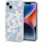 Kaitse&uuml;mbris Cyrill Cecile Mag, Apple iPhone 14 Plus, l&auml;bipaistev valge lilleline, MagSafe, Spigen