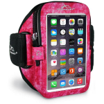 Spordikott k&auml;ele, i-35, Apple iPhone 12 mini / 13 mini / 6 / 7 / 8 / SE (2020/2022), S suurusega rihm, roosa/mustriga, Armpocket