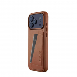Kaitse&uuml;mbris kaarditaskuga Apple iPhone 17 Pro Max, pruun, naturaalsest nahast, MagSafe &uuml;hilduv, Mujjo