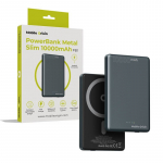 Akupank juhtmevaba laadimisega + USB-C pesaga, 10.000 mAh, 20W, tumehall, &otilde;huke, alumiiniumsulamist korpusega, Qi2/MagSafe &uuml;hilduv, PB1, Mobile Origin