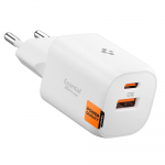 Toalaadija adapter Essential 35W Dual, USB-C + USB-A juhtmele, valge, GaN-Pro kiirlaadimine, EE352EU, Spigen