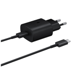 Toalaadija USB-C otsikuga (adapter 25W + USB-C kaabel 1m), Super Fast Charging kiirlaadimine, must, Samsung