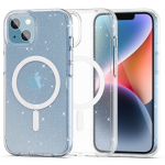 Kaitse&uuml;mbris FlexAir Hybrid MagSafe Glitter, Apple iPhone 14 / iPhone 13, l&auml;bipaistev s&auml;delusega, valge MagSafe ringiga, Tech-Protect