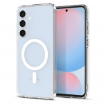 Kaitse&uuml;mbris Ultra Hybrid (MagFit), Samsung Galaxy S24 FE, l&auml;bipaistev valge MagSafe ringiga, Spigen