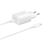 Toalaadija USB-C otsikuga (adapter 25W + USB-C kaabel 1m), Super Fast Charging kiirlaadimine, valge, Samsung