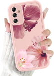 Mobiiltelefoni &uuml;mbris Samsung Galaxy A55 5G 6.5-tollisele mudelile, esteetiline roosade lillede mustriga disain, silikoonist TPU kaitseraam