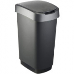 Rotho Twist 50L pr&uuml;gikast kaanega, plast, must/h&otilde;bedane, 50L (40,1 x 29,8 x 60,2 cm)