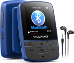 WOLFANG MP3-m&auml;ngija Bluetooth 5.2-ga, spordiklambriga, mini suurusega, 28 g kaaluga, FM-raadio, diktofon, juhtmega k&otilde;rvaklapid komplektis (sinine)