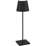 Zafferano Poldina Pro laetav ja juhtmevaba laualamp puutetundliku juhtimisega, k&otilde;rgus 38 cm, must