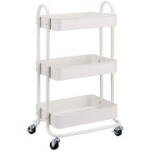 Amazon Basics kolmetasandiline ratastel k&auml;ru, valge, 46,81 &times; 35,2 &times; 78,74 cm