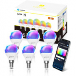 Aigostar Alexa nutikad pirnid G45 E14 6,5 W RGBCW Alexa/Google Home'i &uuml;hilduv, jaoturit pole vaja, 6 tk