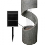 Dehner Ronda Solar k&uuml;lmakindel v&auml;lisaias asuv purskkaev LED-valgustuse ja m&otilde;&otilde;tmetega 79,5 x 31,5 x 31,5 cm, pol&uuml;resiinist, hall