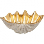 Dekoratiivkauss Kare Design Noble Shell, kuldne/hall v&auml;rv, ookeani motiiv, karbikujuline, 14 &times; 41 &times; 27 cm