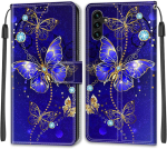 ChoosEU &uuml;mbris Samsung Galaxy A54 5G jaoks &mdash; nahast rahakoti t&uuml;&uuml;pi &uuml;mbris kaarditaskuga, klappdisaini ja armsa mustriga