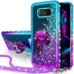Miss Arts &uuml;mbris Samsung S8 Glitter holograafilise efektiga liikuv vedel &uuml;mbris koos alusega