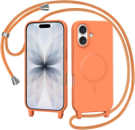 Magnetiline iPhone 17 &uuml;mbris paeltega, MagSafe'iga &uuml;hilduv, oranž.