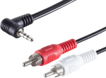 1aTTack.de Must nurga all olev audiokaabel 3,5 mm pesa ja kahe RCA pistikuga. 1 x 1,5 m. Ideaalne Hi-Fi s&uuml;steemide, telerite ja k&otilde;laris&uuml;steemide jaoks.