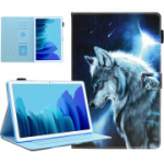 KEROM Samsung Galaxy Tab A7 &uuml;mbris (SM-T500/T505/T507), PU nahast p&otilde;rutuskindel kaitse&uuml;mbris Wolf