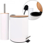 Amig Naturline vannitoakomplekt, roostevaba teras ja bambus, valge