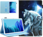 KEROM Samsung Galaxy Tab A7 &uuml;mbris (SM-T500/T505/T507), PU nahast p&otilde;rutuskindel kaitse&uuml;mbris Wolf