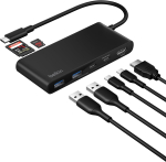 Belkini 7-pordiline USB-C jaotur HDMI 4K@60Hz, SD- ja microSD-kaardilugeja ning 100 W Power Delivery laadimisega