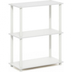 Furinno Turn-N-Tube 3-korruseline kompaktne multifunktsionaalne riiul-vitriin, valge