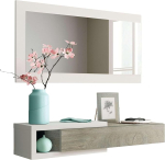 Habitdesigni Noon esiku kapp sahtli ja peegliga valge viimistlusega "Artik" ja Alaska Oak (A+ GRADE)