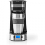 NEDISi &uuml;heportsjoniline &uuml;hetassiline kohvimasin digitaalsete juhtnuppude ja kahekordse termokruusiga, roostevabast terasest, 420 ml, must, 750W