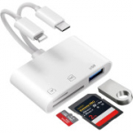 [Apple MFi sertifikaadiga] SD-kaardilugeja iPhone&rsquo;i ja iPadi jaoks, 3-&uuml;hes Lightning