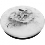 Valge kohev kass vintage PopSockets PopGrip &ndash; valge/hall