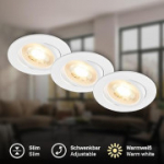 BRILONER - 3 LED s&uuml;vistatava laevalgusti komplekt 230V, reguleeritav, soe valge