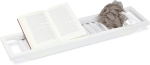Relaxdays Bamboo Bath Caddy, valge, 5,40 x 67,80 x 16,60 cm