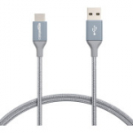 Amazon Basics nailonist punutud USB-C - USB-A 2.0 kaabel, 480 Mbps, tumehall.