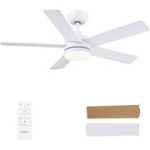 CJOY 107 cm valge laeventilaator valgustuse ja puldiga