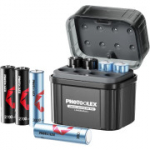 PHOTOOLEX AA taaslaetavate patareide komplekt &ndash; 4 &times; liitium 3000 mWh, 4 &times; NiMH 2700 mAh + 8-pesaline laadija