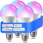 Meross nutikas pirn HomeKitile, LED, mitmev&auml;rviline, h&auml;mardatav RGBWW, Wi-Fi, 4 tk.