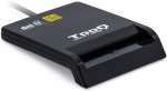 TooQ TQR-210B v&auml;line lugeja elektroonilistele DNI- ja kiipkaartidele (DNIe), USB 2.0, mustvalge, 480 Mbps.