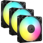 CORSAIR RS120 ARGB 120 mm PWM ventilaator, Daisy-Chain &uuml;hendus, 3 tk komplekt &ndash; must
