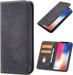 OKZone nahast magnetiline mobiiltelefoni&uuml;mbris Samsung Galaxy M21 jaoks, kaardipesadega (Premium PU nahk) (must)