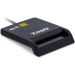 TooQ TQR-210B v&auml;line lugeja elektroonilistele DNI- ja kiipkaartidele (DNIe), USB 2.0, mustvalge, 480 Mbps.