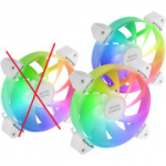 MARSGAMING MF-3A, 3x eriti vaiksete FDB ventilaatorite komplekt, ARGB Rainbow 360&deg; valgustus, topelt Male + Female &uuml;hendus, valge