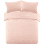 Brentfords Fleece voodipesukomplekt tekikoti ja padjap&uuml;&uuml;ridega &ndash; Blush Pink